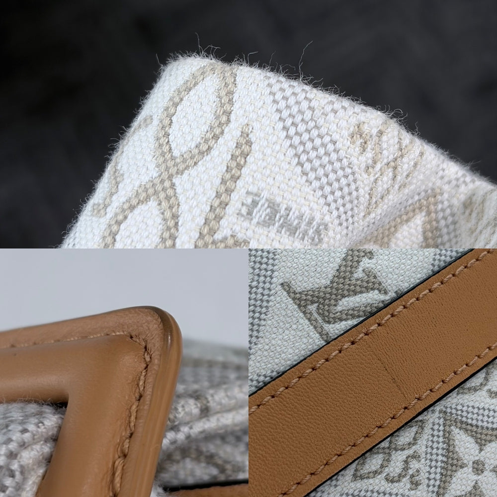 【秋物特集】 LOUIS VUITTON ルイヴィトン コート レザー ロングコート 1954 アパレル 服 34 ホワイト 白 ゴールド金具 秋 冬 コットン レディース【中古品】