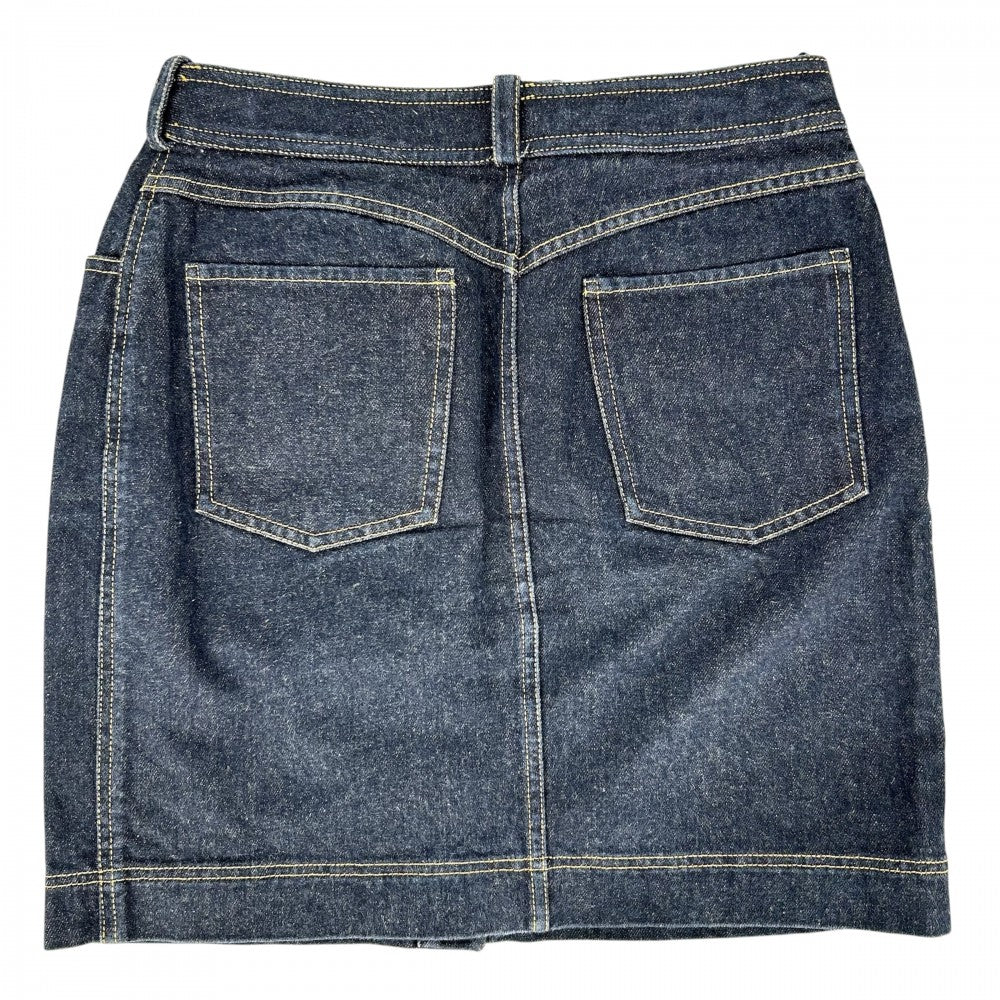【開店SALE】 CHANEL シャネル スカート デニムミニスカート ココボタン ボトムス ヴィンテージ ココマーク アパレル 服 40 ネイビー 紺 シルバー金具 オールシーズン コットン レディース【中古品】