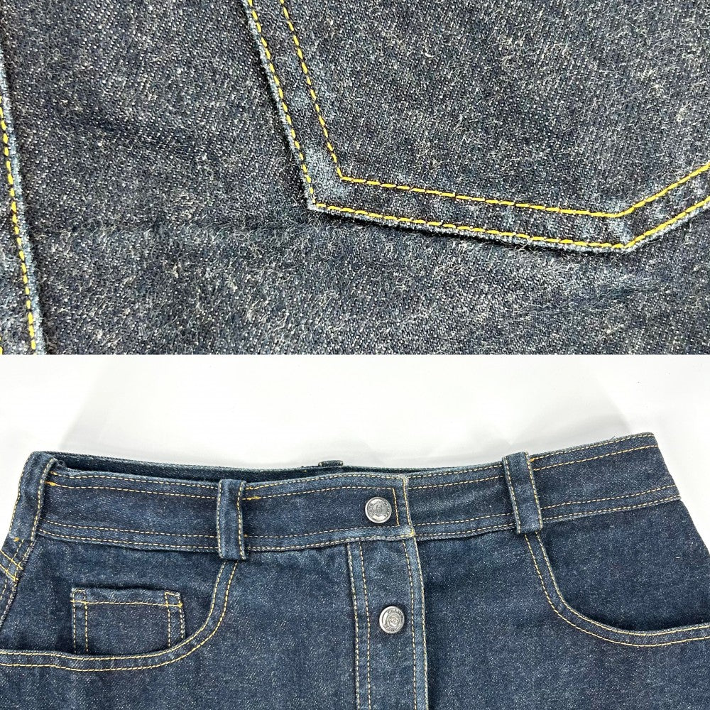 【開店SALE】 CHANEL シャネル スカート デニムミニスカート ココボタン ボトムス ヴィンテージ ココマーク アパレル 服 40 ネイビー 紺 シルバー金具 オールシーズン コットン レディース【中古品】