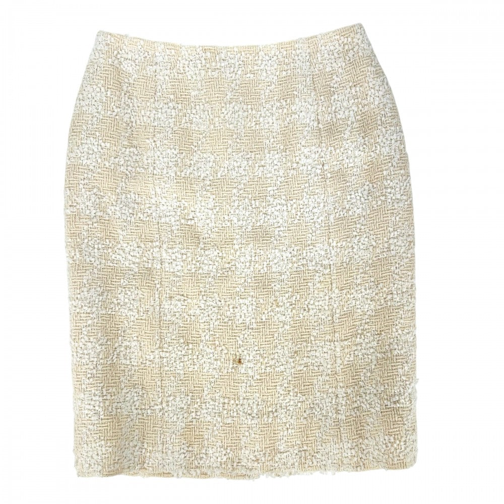 【開店SALE】 CHANEL シャネル スカート ツイード ココボタン ボトムス ヴィンテージ ココマーク アパレル 服 38 イエロー シルバー金具 オールシーズン ウール ナイロン レディース【中古品】