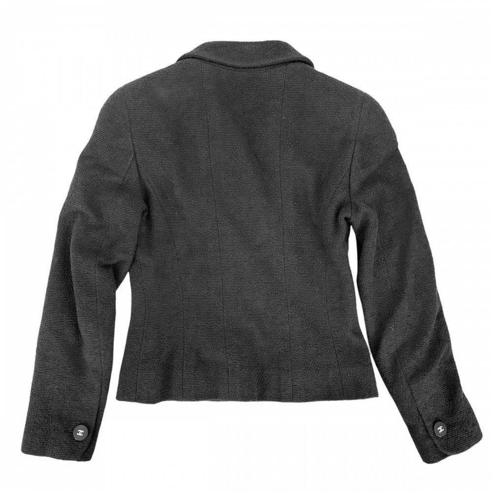 【開店SALE】 CHANEL シャネル セットアップ ジャケット スカート ココマーク ココボタン アパレル 服 36 ブラック 黒 シルバー金具 春 秋 コットン レディース【中古品】