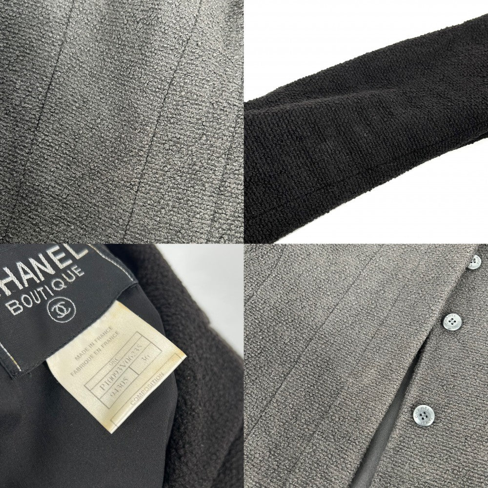 【開店SALE】 CHANEL シャネル セットアップ ジャケット スカート ココマーク ココボタン アパレル 服 36 ブラック 黒 シルバー金具 春 秋 コットン レディース【中古品】