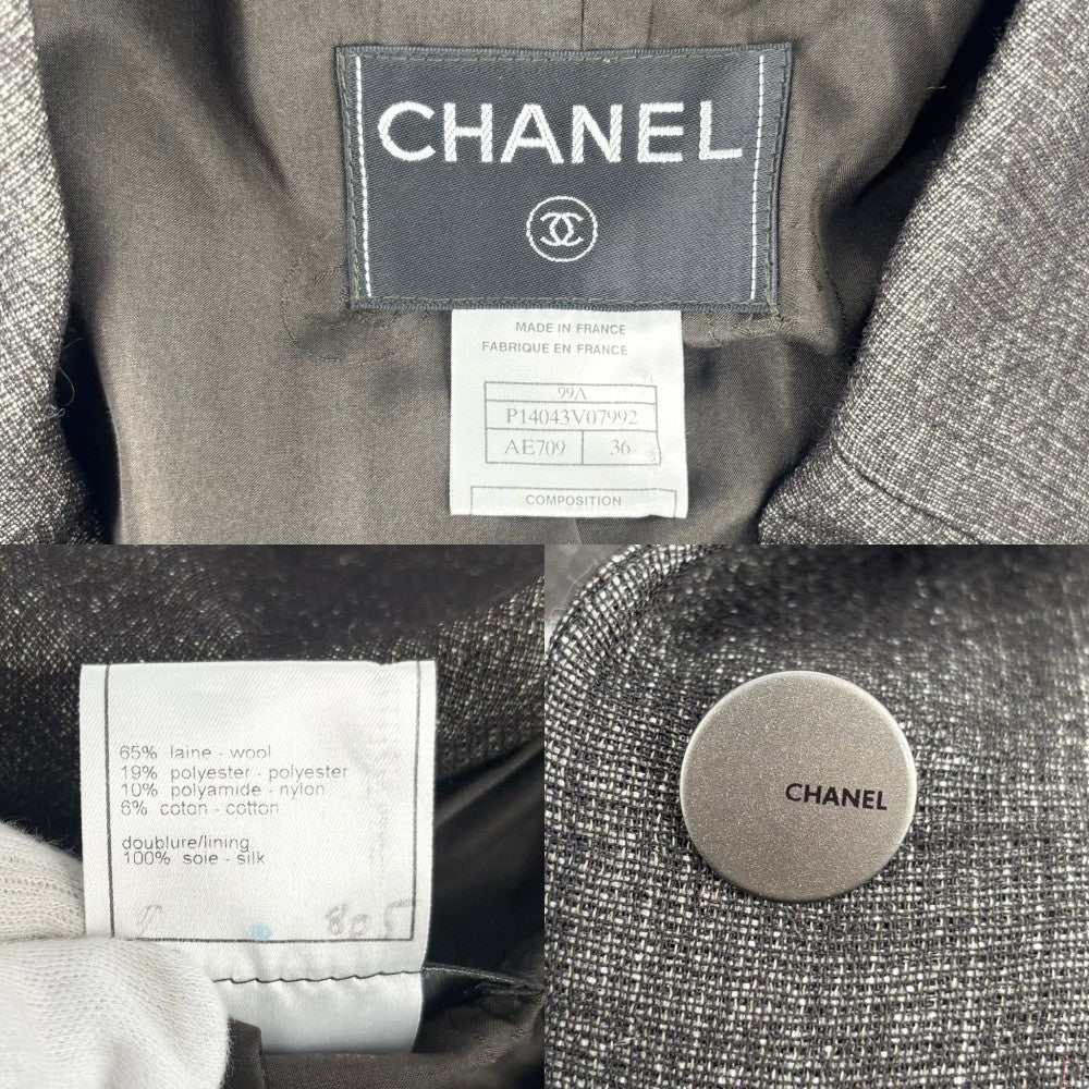 【開店SALE】 CHANEL シャネル アウター ココマーク ロングコート アパレル 服 薄手 36 ダークブラウン 秋 ウール ポリエステル ナイロン コットン レディース【中古品】