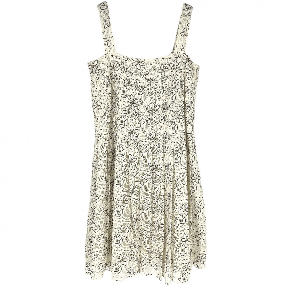 【開店SALE】 CHANEL シャネル ワンピース キャミワンピ ココボタン フラワー 花柄 レース アパレル 服 38 ベージュ 春 夏 コットン ナイロン レーヨン レディース【中古品】