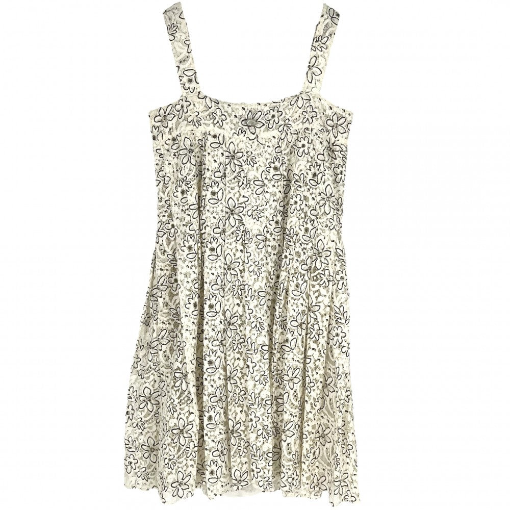【開店SALE】 CHANEL シャネル ワンピース キャミワンピ ココボタン フラワー 花柄 レース アパレル 服 38 ベージュ 春 夏 コットン ナイロン レーヨン レディース【中古品】