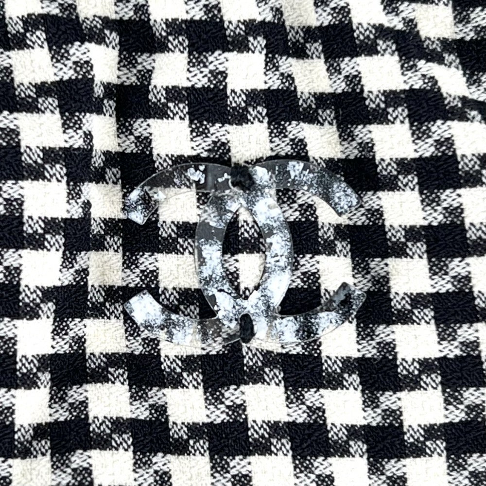 【開店SALE】 CHANEL シャネル タンクトップ ノースリーブワンピース チュニック ココマーク アパレル 服 38 ブラック 黒 ホワイト 白 春 夏 コットン スパンデックス レディース【中古品】