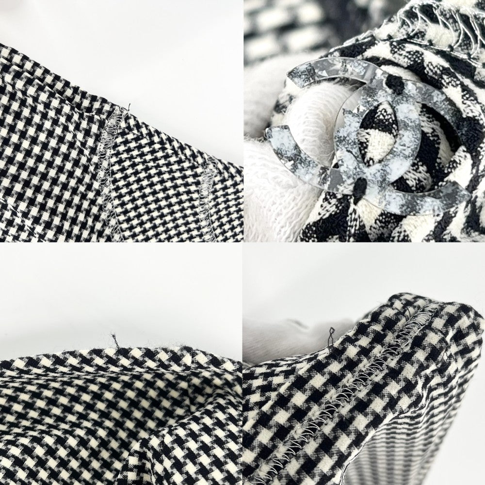 【開店SALE】 CHANEL シャネル タンクトップ ノースリーブワンピース チュニック ココマーク アパレル 服 38 ブラック 黒 ホワイト 白 春 夏 コットン スパンデックス レディース【中古品】