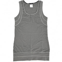 【開店SALE】 CHANEL シャネル タンクトップ ノースリーブワンピース チュニック ココマーク アパレル 服 38 ブラック 黒 ホワイト 白 春 夏 コットン スパンデックス レディース【中古品】