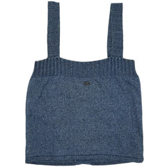【開店SALE】 CHANEL シャネル トップス タンクトップ アパレル ニットキャミソール 服 ロゴ ヴィンテージ 38 ブルー 青 夏 コットン レディース 1999年【中古品】