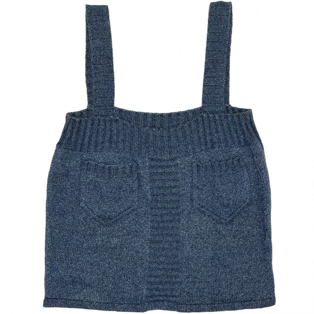 【開店SALE】 CHANEL シャネル トップス タンクトップ アパレル ニットキャミソール 服 ロゴ ヴィンテージ 38 ブルー 青 夏 コットン レディース 1999年【中古品】
