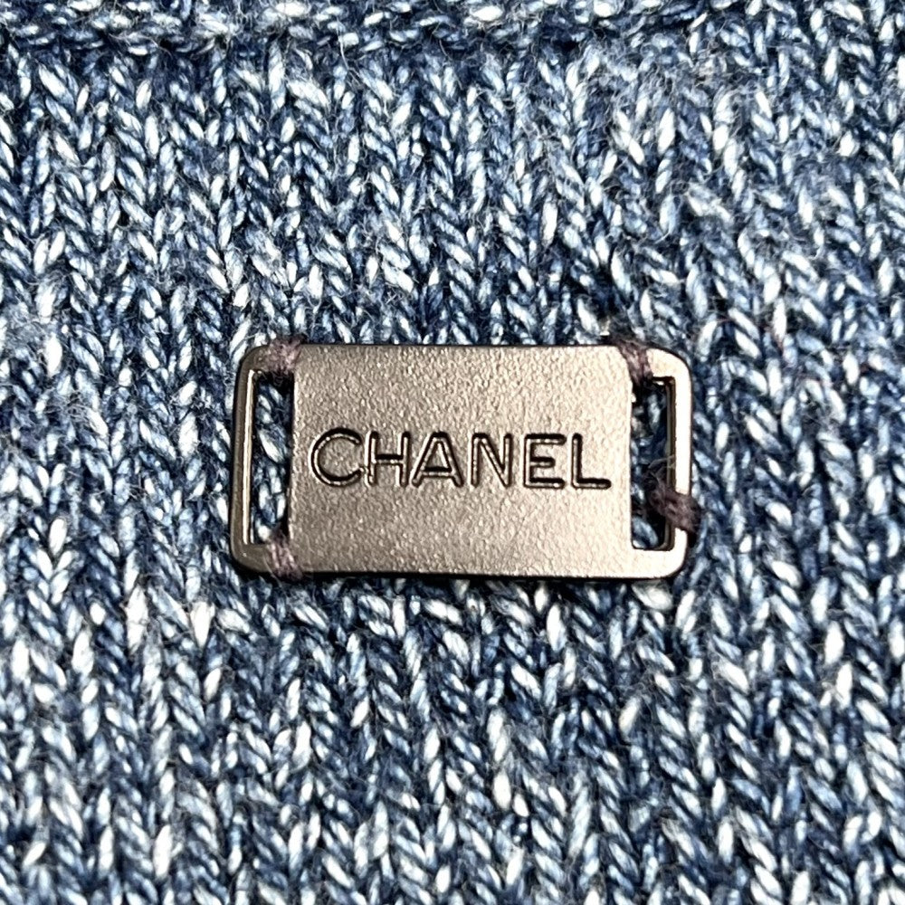【開店SALE】 CHANEL シャネル トップス タンクトップ アパレル ニットキャミソール 服 ロゴ ヴィンテージ 38 ブルー 青 夏 コットン レディース 1999年【中古品】
