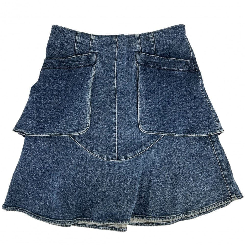 【開店SALE】 CHANEL シャネル スカート デニムスカート ココマーク ティアード アパレル 服 40 インディゴ ブロンズ金具 オールシーズン コットン ポリウレタン レディース【中古品】