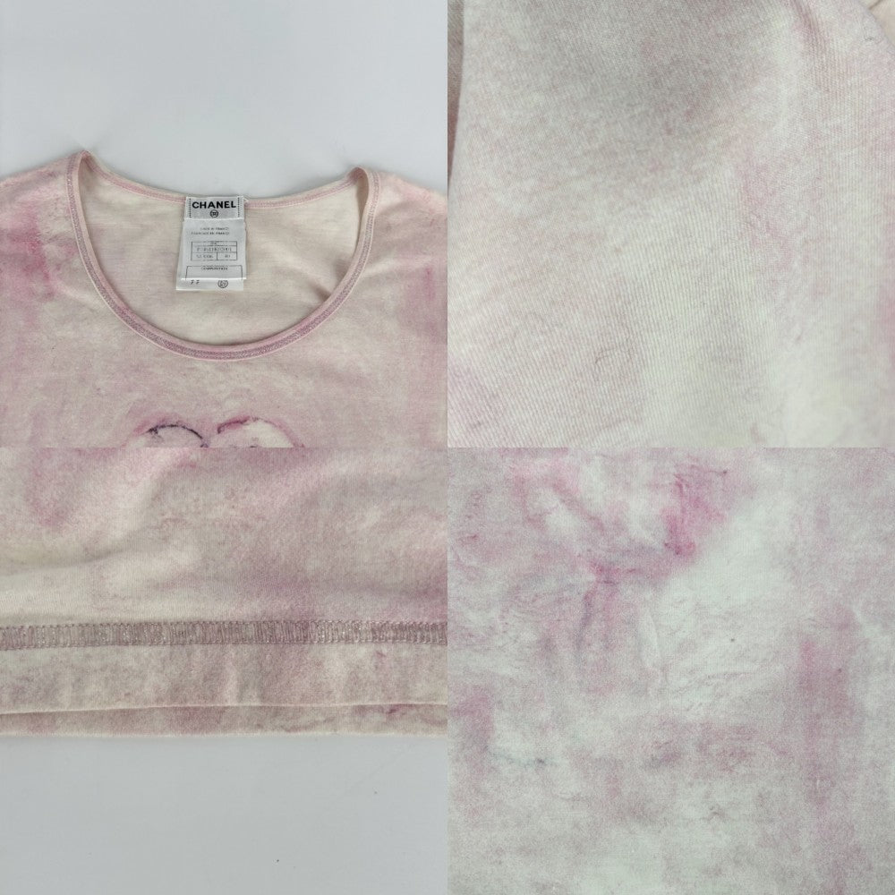CHANEL シャネル 半袖Ｔシャツ タイダイ ココマーク トップス 服 アパレル 40 ピンク ホワイト 白 春 夏 コットン スパンデックス レディース【中古品】