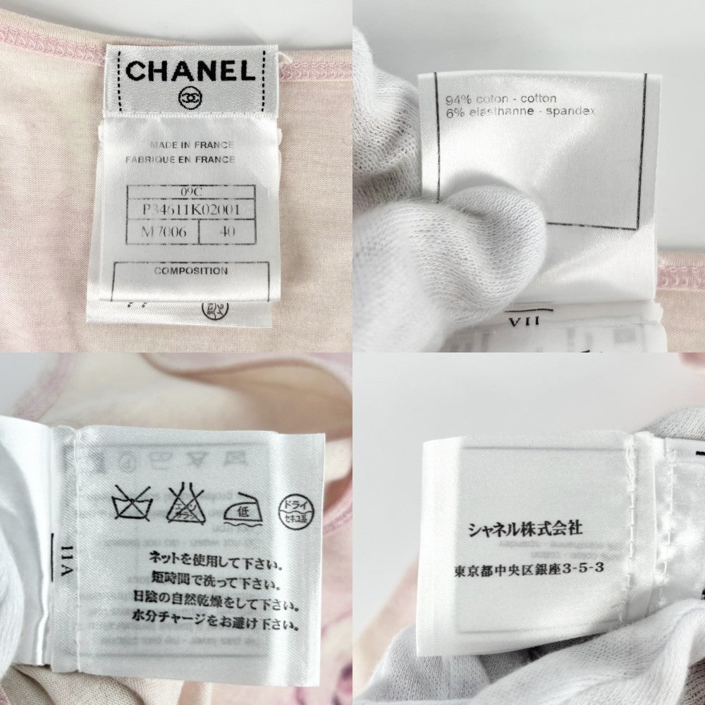 【開店SALE】 CHANEL シャネル 半袖Ｔシャツ タイダイ ココマーク トップス 服 アパレル 40 ピンク ホワイト 白 春 夏 コットン スパンデックス レディース【中古品】