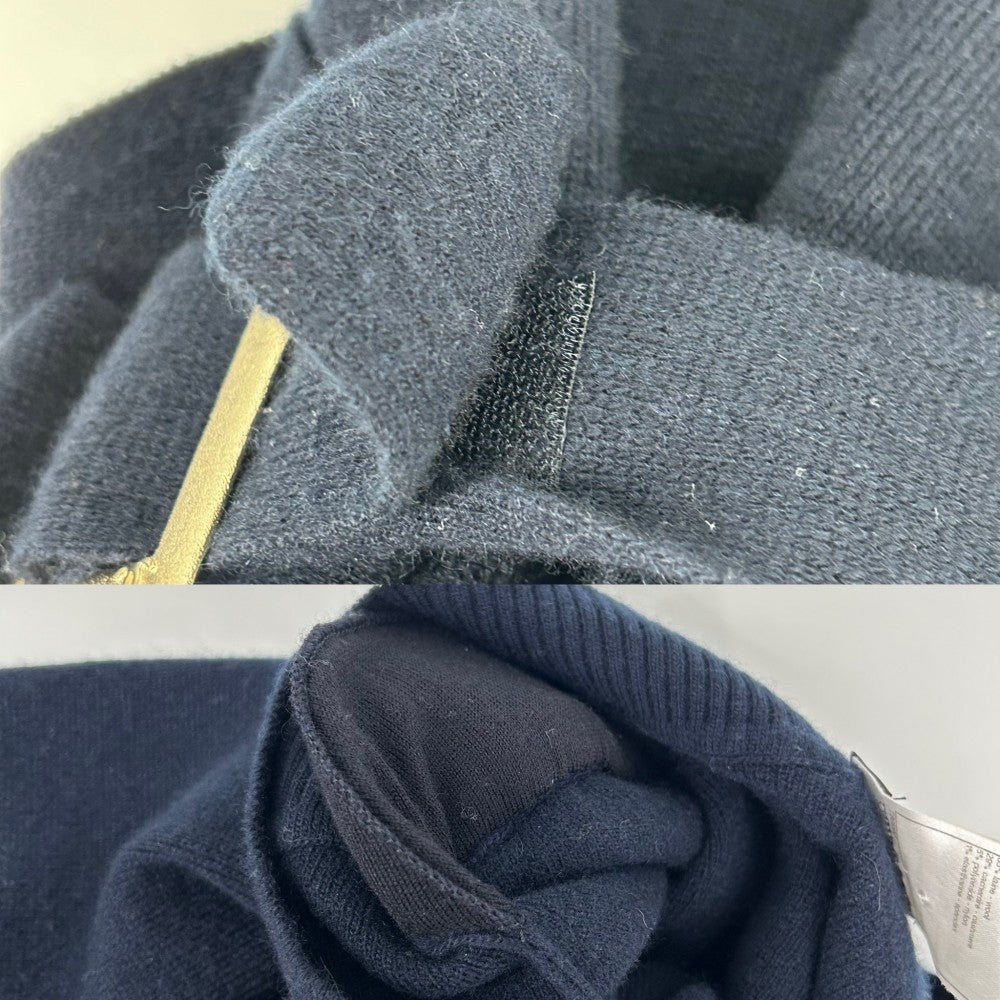 CHANEL シャネル ワンピース ベルト付き 長袖 ニットワンピース アパレル 服 38 ネイビー 紺 ゴールド金具 秋 冬 ウール カシミヤ ナイロン スパンデックス レディース 2009年【中古品】
