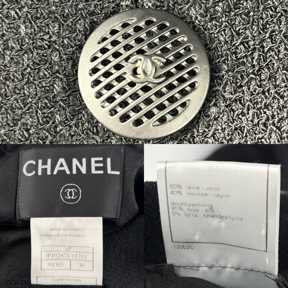 【開店SALE】 CHANEL シャネル セットアップ パンツ ジャケット 服 アパレル 36 ブラック 黒 秋 冬 ウール レーヨン レディース 2002年【中古品】