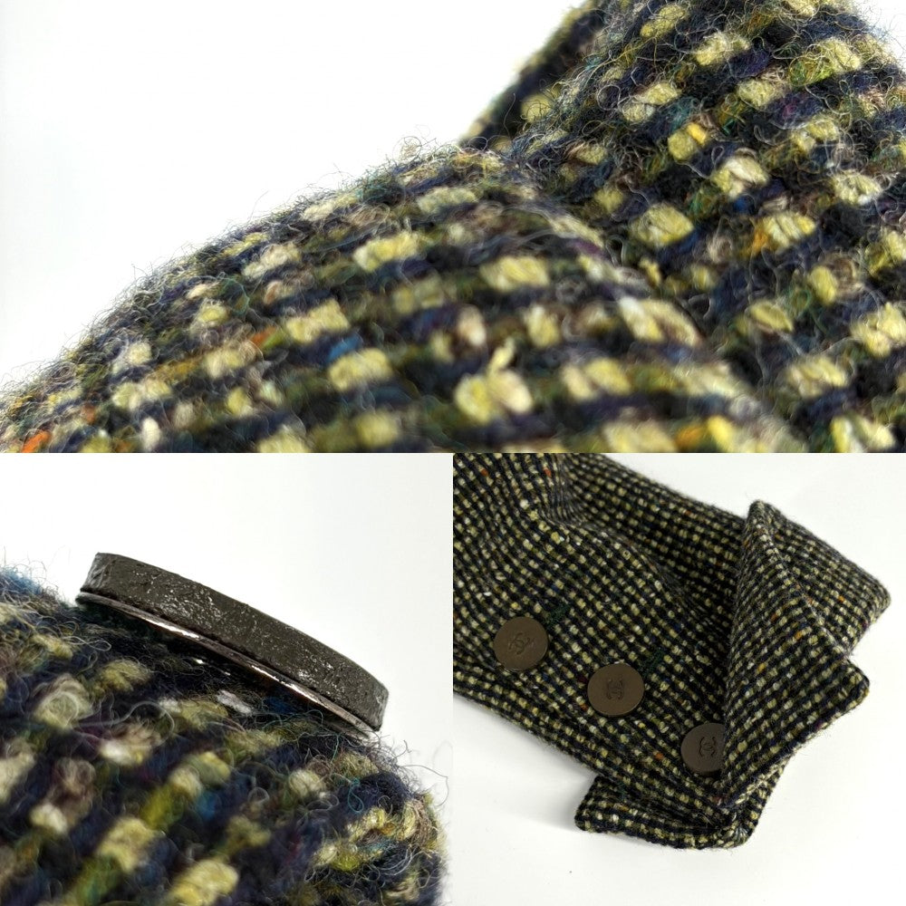 CHANEL シャネル アウター ツイード ジャケット アパレル 服 38 グリーン 緑 ゴールド金具 秋 冬 ウール シルク レディース【中古品】