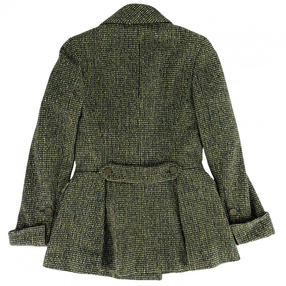 CHANEL シャネル アウター ツイード ジャケット アパレル 服 38 グリーン 緑 ゴールド金具 秋 冬 ウール シルク レディース【中古品】