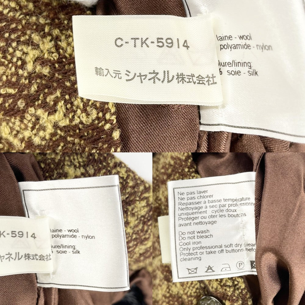 【開店SALE】 CHANEL シャネル パンツ ツイード ボトムス ズボン アパレル ヴィンテージ 服 36 P09662V05905 ブラウン系 ガンメタル金具 秋 冬 ウール ナイロン シルク レディース 1997年【中古品】
