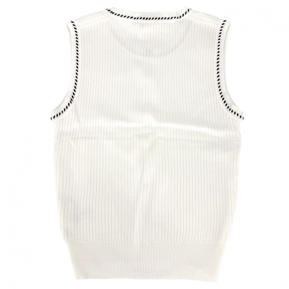 【開店SALE】 CHANEL シャネル タンクトップ ココマーク ノースリーブ アパレル 服 ニット 38 P06660W03008 ホワイト 白 ブラック 黒 夏 コットン レディース【中古品】