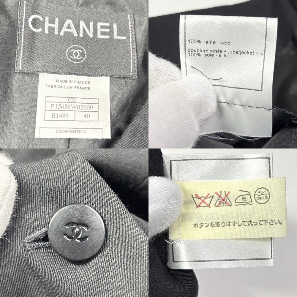 CHANEL シャネル ジャケット ココマーク ココボタン アウター ショート丈 アパレル 服 40 ブラック 黒 秋 冬 ウール レディース【中古品】