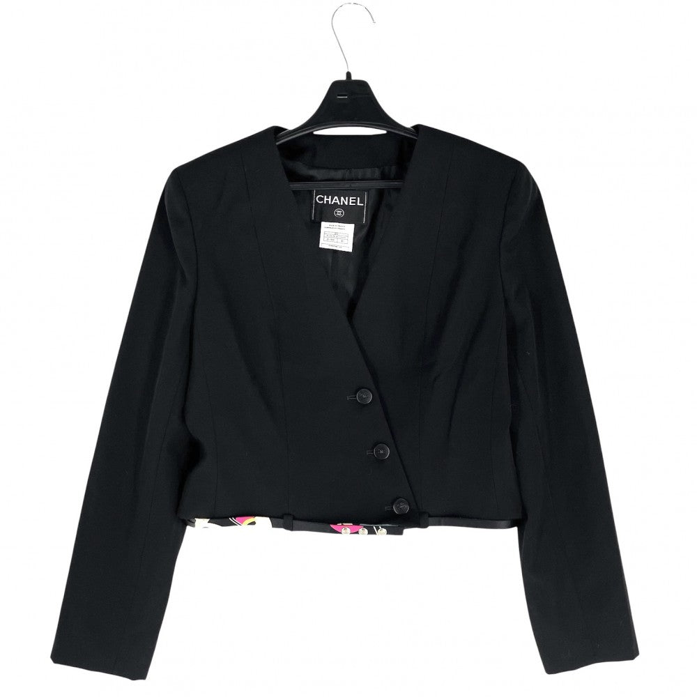 CHANEL シャネル ジャケット ココマーク ココボタン アウター ショート丈 アパレル 服 40 ブラック 黒 秋 冬 ウール レディース【中古品】