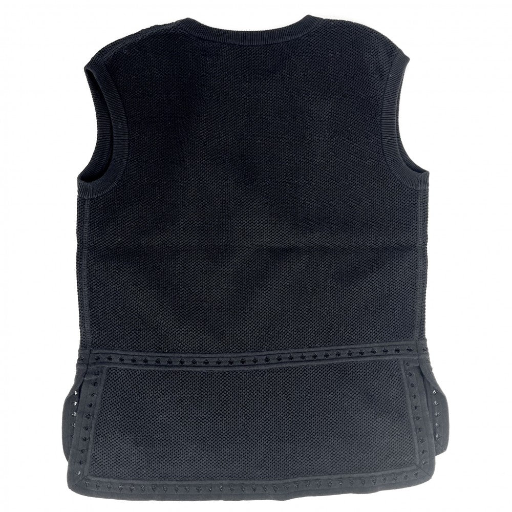 【開店SALE】 CHANEL シャネル セットアップ アパレル 服 タンクトップ ミニスカート メッシュ 40 ブラック 黒 夏 コットン レディース【中古品】