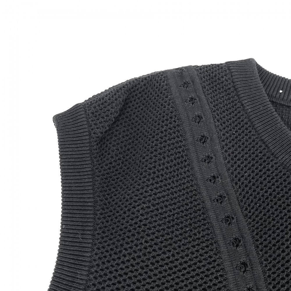 【開店SALE】 CHANEL シャネル セットアップ アパレル 服 タンクトップ ミニスカート メッシュ 40 ブラック 黒 夏 コットン レディース【中古品】