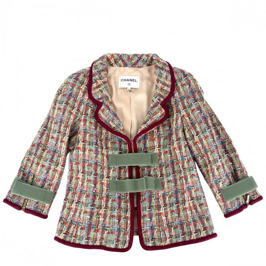 【開店SALE】 CHANEL シャネル アウター ココボタン ジャケット ツイード アパレル 服 ヴィンテージ 40 P56516V42246 マルチカラー ゴールド金具 秋 冬 ウール コットン ナイロン シルク レディース【中古品】