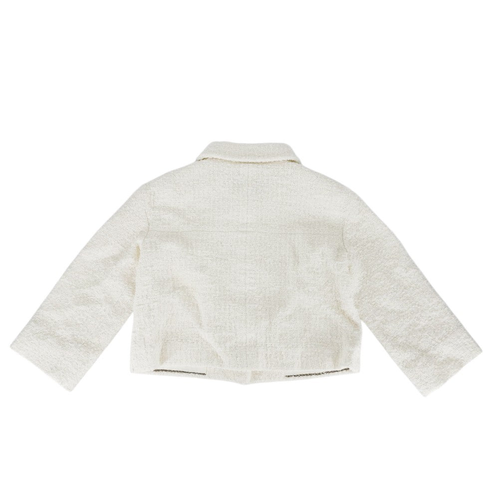【開店SALE】 CHANEL シャネル セットアップ ツイード ジャケット スカート アパレル 服 40 ホワイト 白 シルバー金具 春 秋 コットン ポリアミド ビスコース ウール レディース【中古品】
