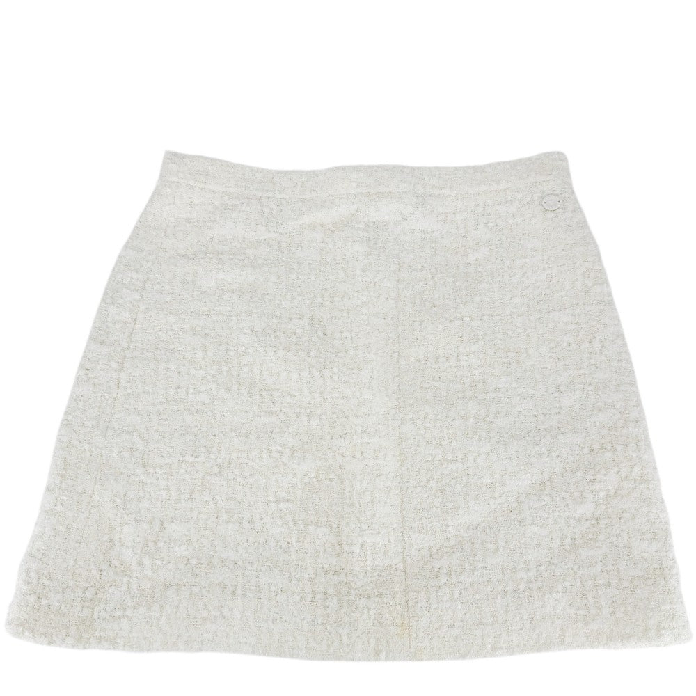【開店SALE】 CHANEL シャネル セットアップ ツイード ジャケット スカート アパレル 服 40 ホワイト 白 シルバー金具 春 秋 コットン ポリアミド ビスコース ウール レディース【中古品】