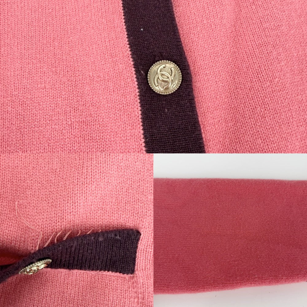 CHANEL シャネル セットアップ トップス ジャケット スカート ココボタン ヴィンテージ アパレル 服 38 ピンク バーガンディ ゴールド金具 春 秋 カシミヤ レディース【中古品】