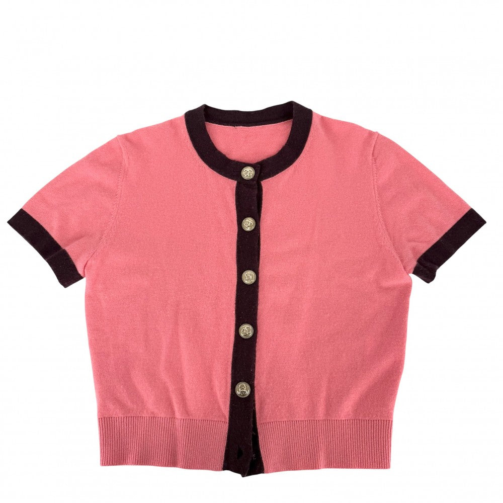 CHANEL シャネル セットアップ トップス ジャケット スカート ココボタン ヴィンテージ アパレル 服 38 ピンク バーガンディ ゴールド金具 春 秋 カシミヤ レディース【中古品】