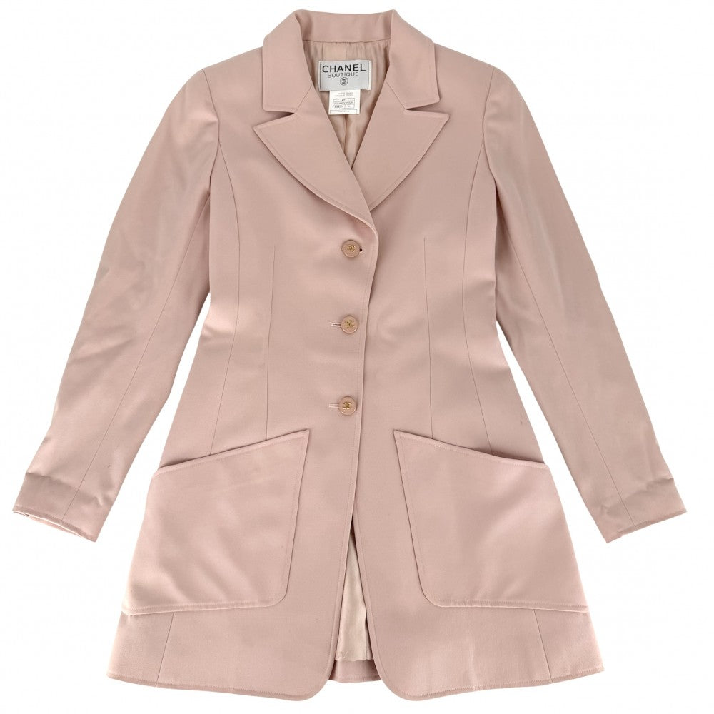 CHANEL シャネル アウター ココマーク ジャケット アパレル 服 97P 36 ピンク ゴールド金具 ウール レディース 1997年【中古品】