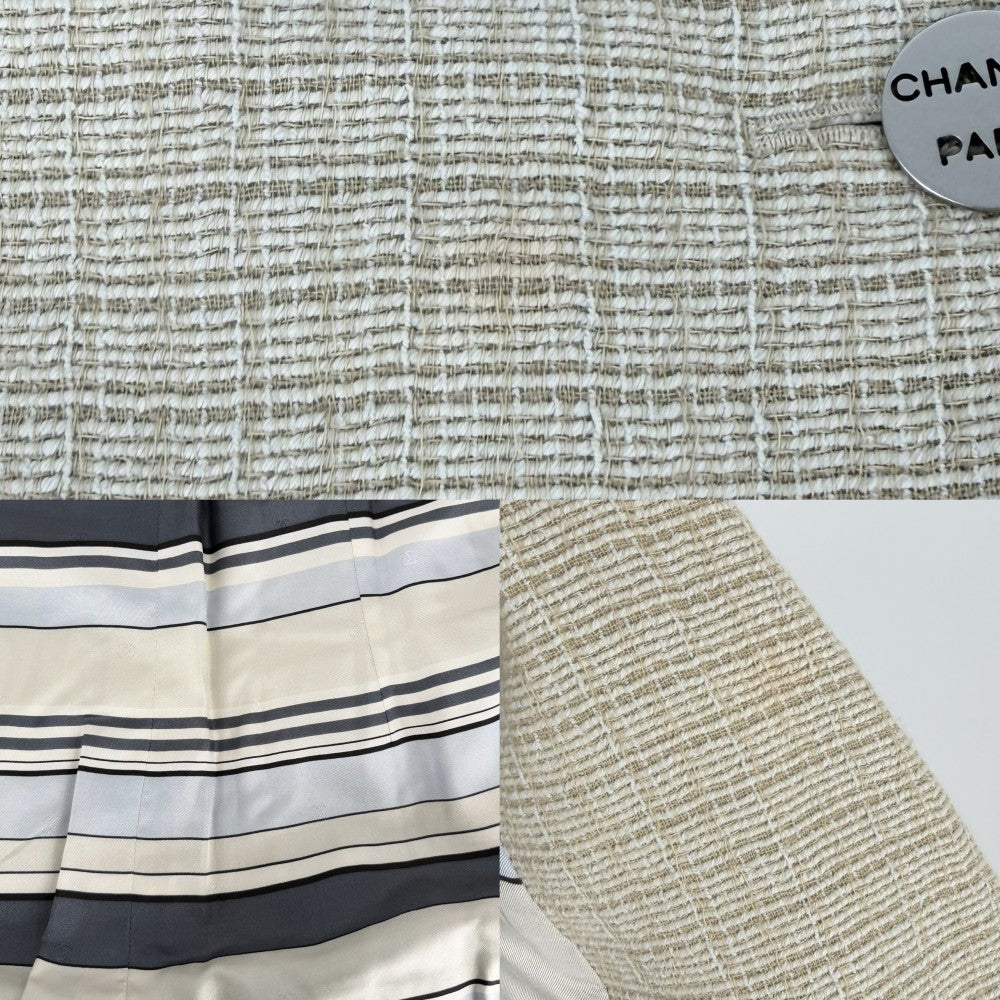 CHANEL シャネル アウター ロゴボタン ジャケット アパレル 服 38 ベージュ シルバー金具 コットン ウール ナイロン レディース【中古品】