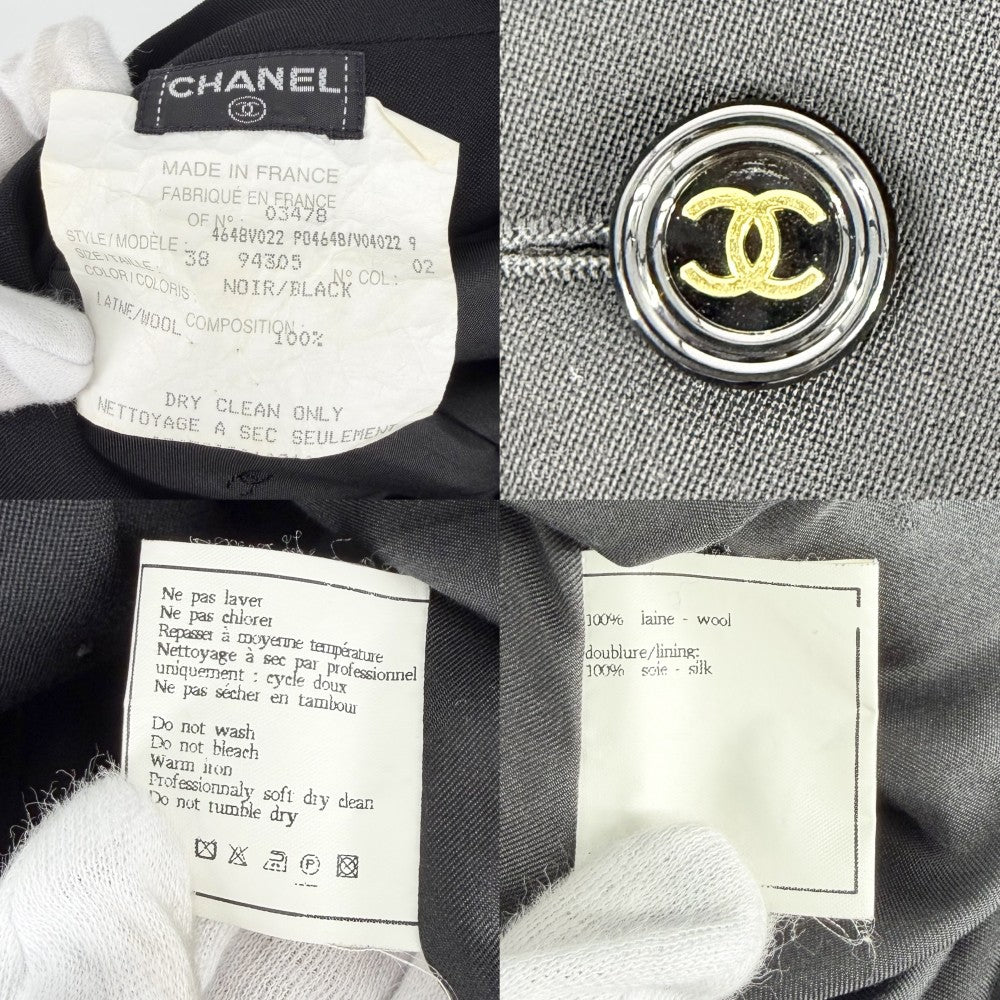 【開店SALE】 CHANEL シャネル アウター ココマーク ジャケット アパレル 服 38 ブラック 黒 ゴールド金具 ウール レディース【中古品】