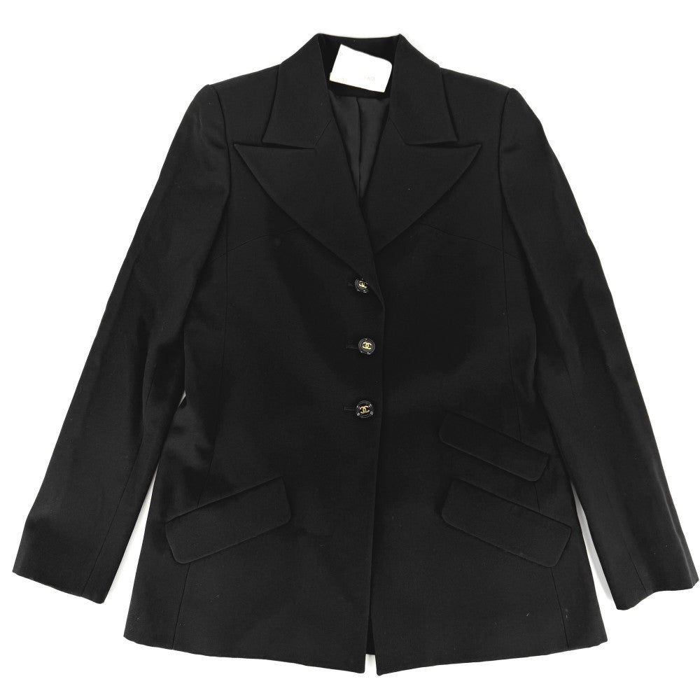 【開店SALE】 CHANEL シャネル アウター ココマーク ジャケット アパレル 服 38 ブラック 黒 ゴールド金具 ウール レディース【中古品】