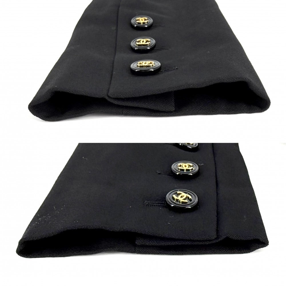 【開店SALE】 CHANEL シャネル アウター ココマーク ジャケット アパレル 服 38 ブラック 黒 ゴールド金具 ウール レディース【中古品】