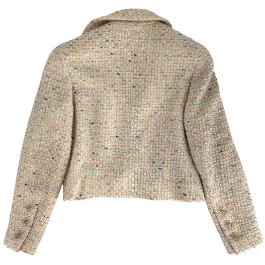 CHANEL シャネル アウター ツイード ジャケット 服 アパレル ココボタン 38 ベージュ マルチカラー ゴールド金具 春 秋 レディース 1994年【中古品】