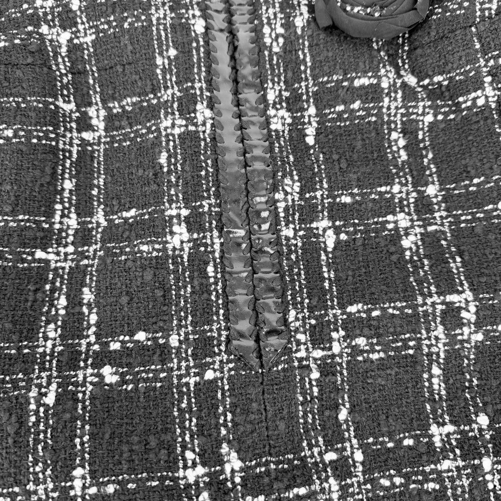 CHANEL シャネル ワンピース ツイード カメリア 半袖 服 アパレル 38 ブラック 黒 ゴールド金具 夏 コットン ポリエステル アクリル レディース【中古品】