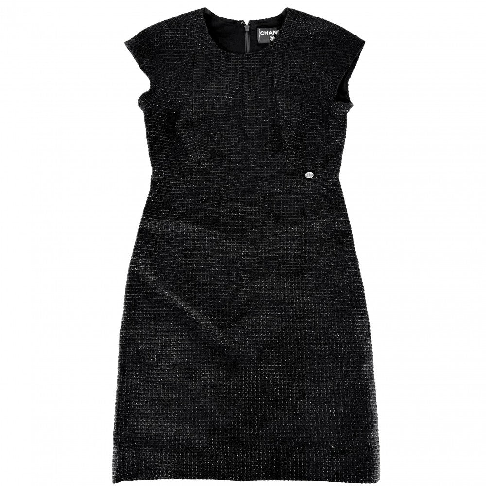 CHANEL シャネル ワンピース ツイード ノースリーブ ココボタン ヴィンテージ アパレル 服 36 ブラック 黒 春 秋 レディース【中古品】