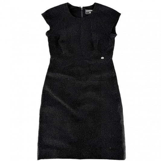 【秋物特集】 CHANEL シャネル ワンピース ツイード ノースリーブ ココボタン ヴィンテージ アパレル 服 36 ブラック 黒 春 秋 レディース【中古品】