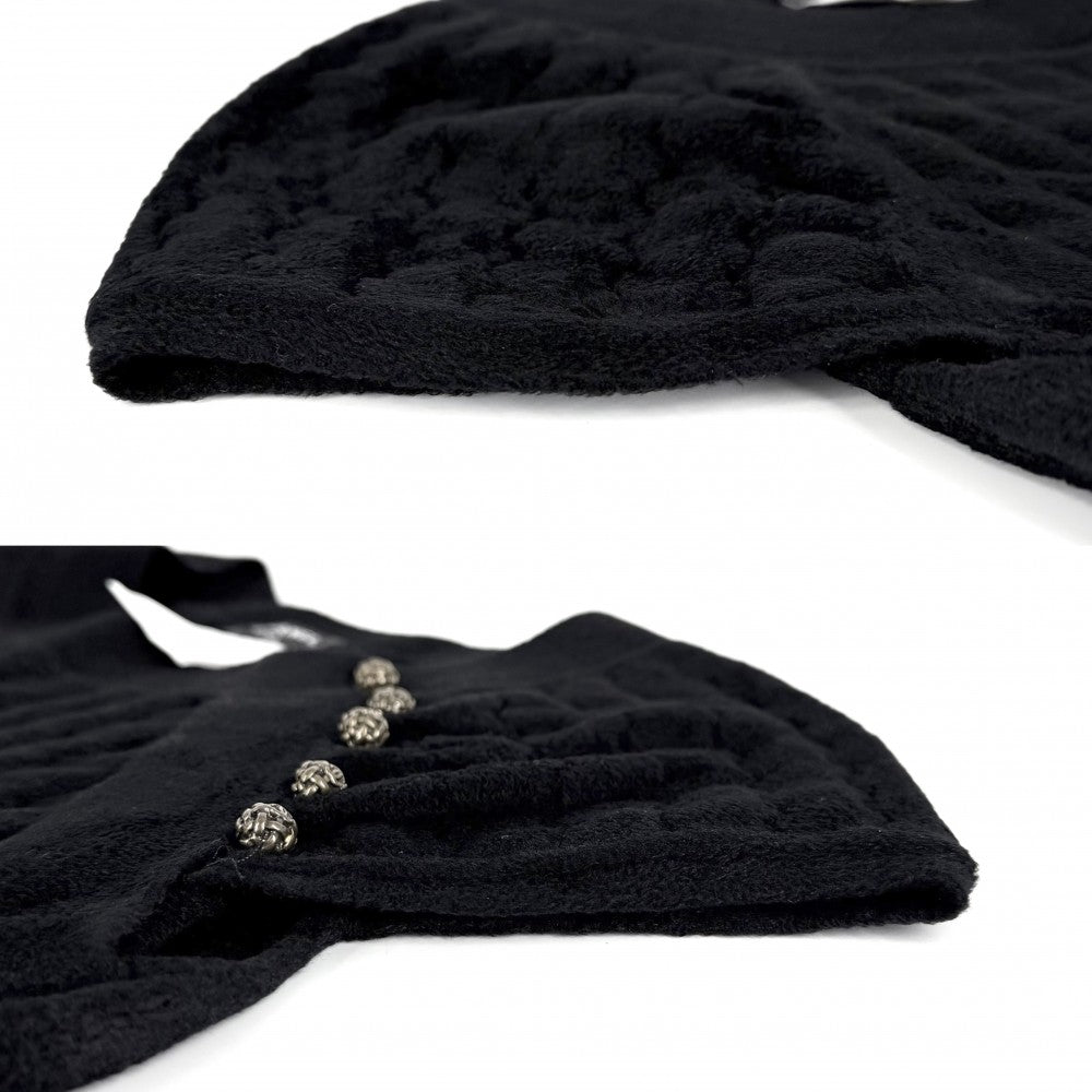 CHANEL シャネル ワンピース ベロア 半袖 ココボタン ヴィンテージ アパレル 服 38 ブラック 黒 ゴールド金具 春 秋 レーヨン ナイロン レディース【中古品】