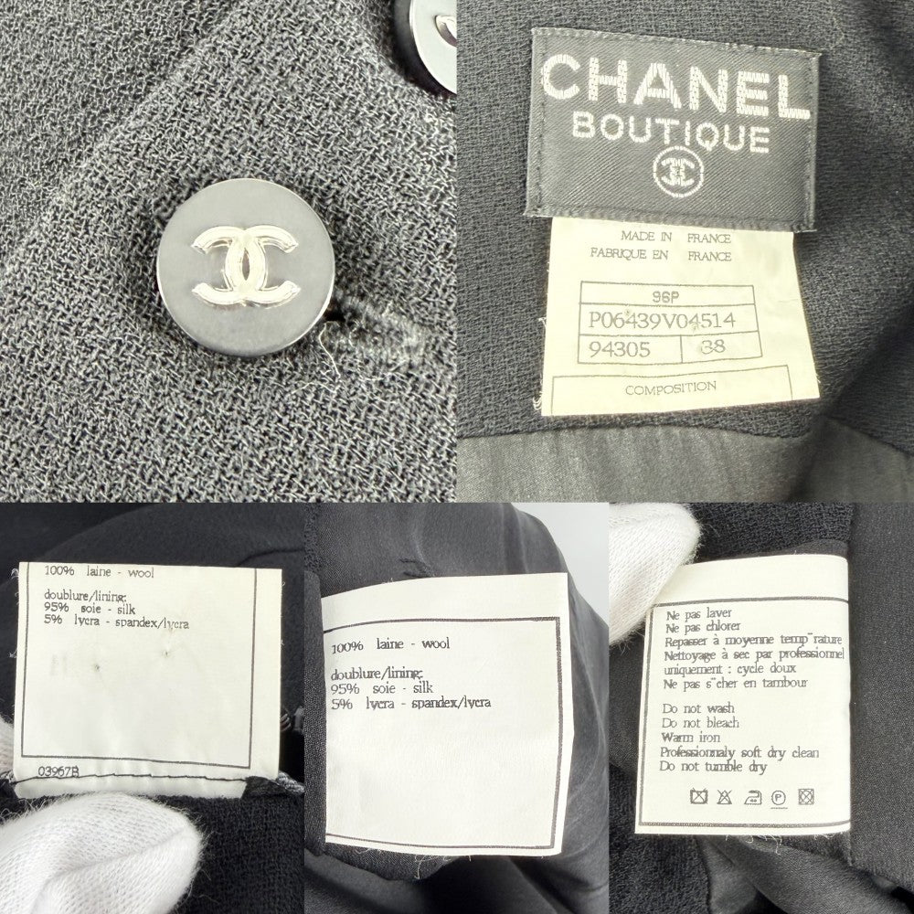 CHANEL シャネル ワンピース ノースリーブ ロングワンピース アパレル 服 38 ブラック 黒 秋 ウール レディース 1996年【中古品】