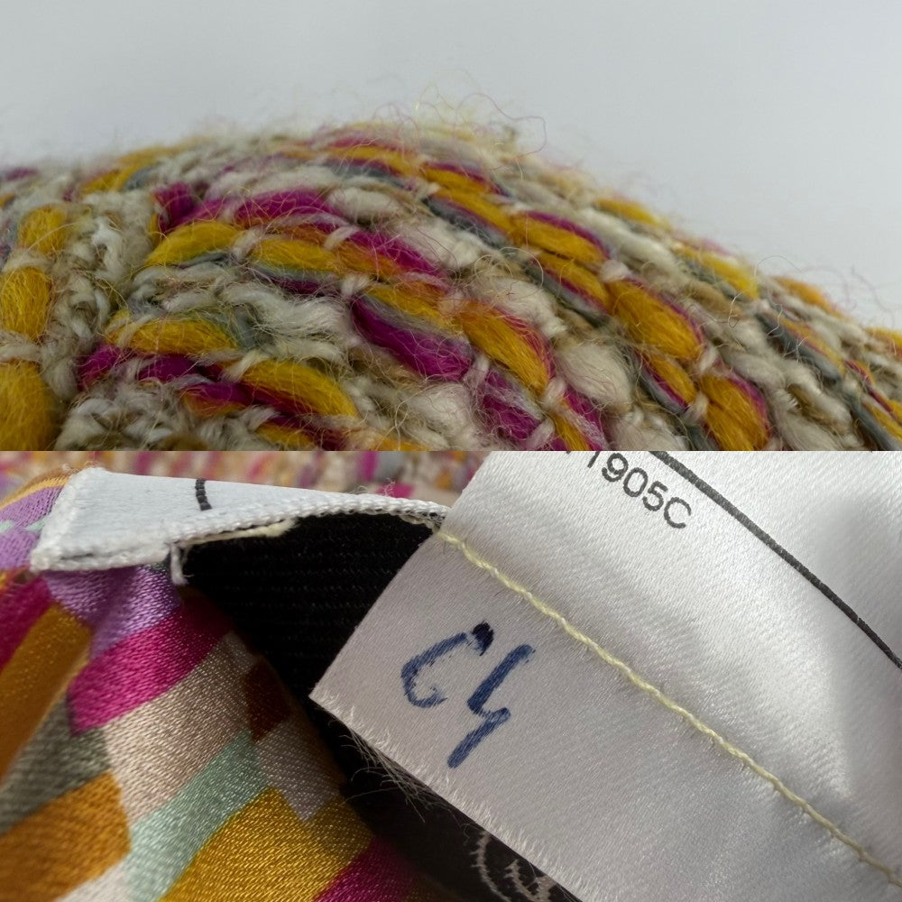 CHANEL シャネル アウター ツイード ベルト付き ジャケット 服 アパレル 38 ベージュ ピンク ゴールド金具 春 秋 ウール ポリエステル ナイロン レディース 2001年【中古品】