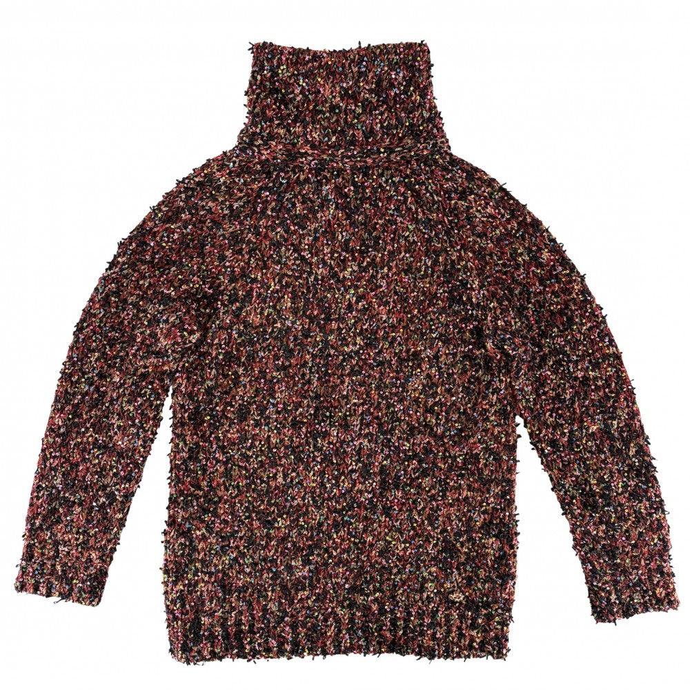CHANEL シャネル ニット スパンコール タートルネック 服 アパレル トップス セーター 38 レッド 赤 ブラック 黒 秋 冬 レディース【中古品】