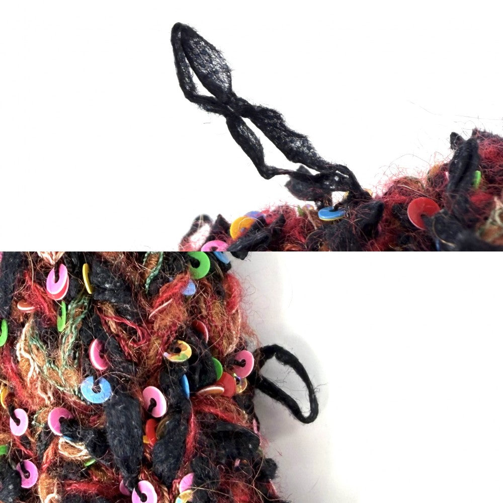 CHANEL シャネル ニット スパンコール タートルネック 服 アパレル トップス セーター 38 レッド 赤 ブラック 黒 秋 冬 レディース【中古品】