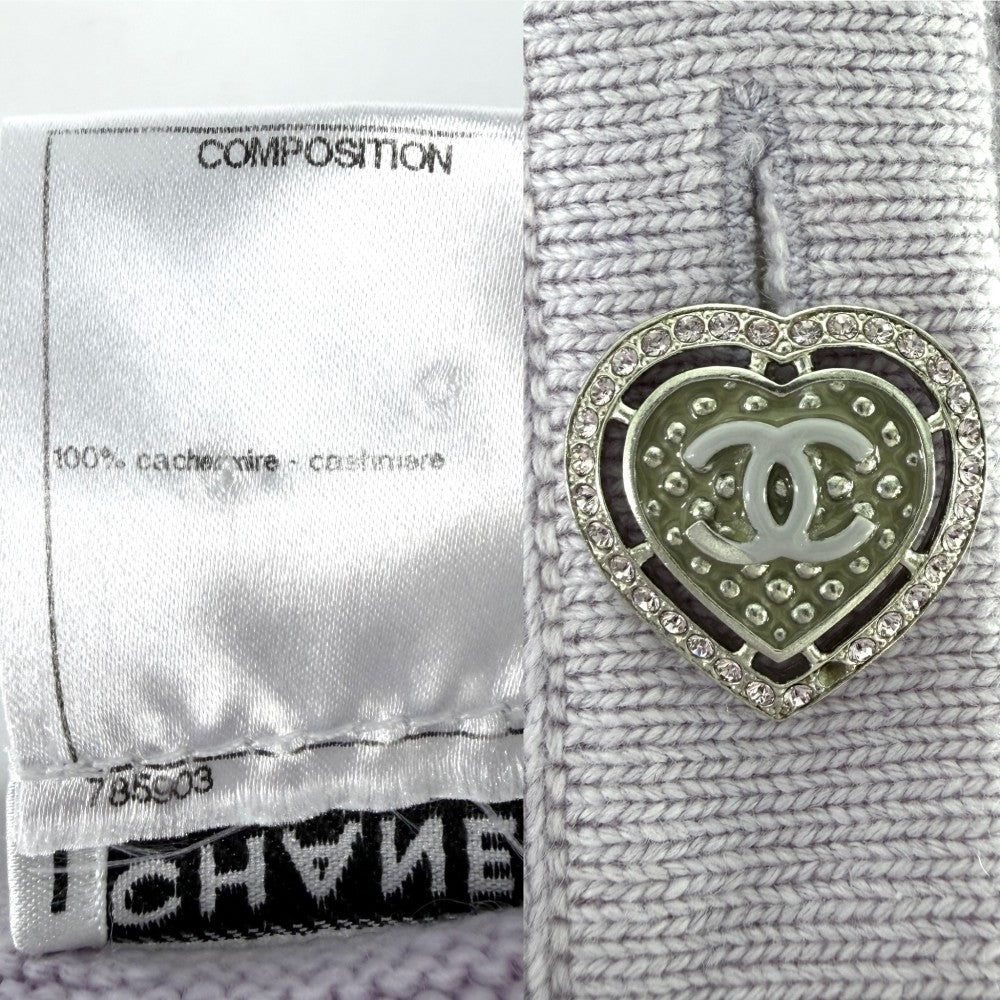 CHANEL シャネル カーディガン バイカラー ココボタン ロングカーディガン トップス 服 アパレル 38 パープル 紫
 イエロー 秋 冬 カシミヤ レディース【中古品】