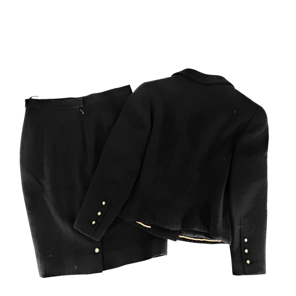 CHANEL シャネル セットアップ ジャケット スカート ヴィンテージ アパレル 服 ココマーク 42 ブラック 黒 シルバー金具 秋 冬 ウール レディース【中古品】