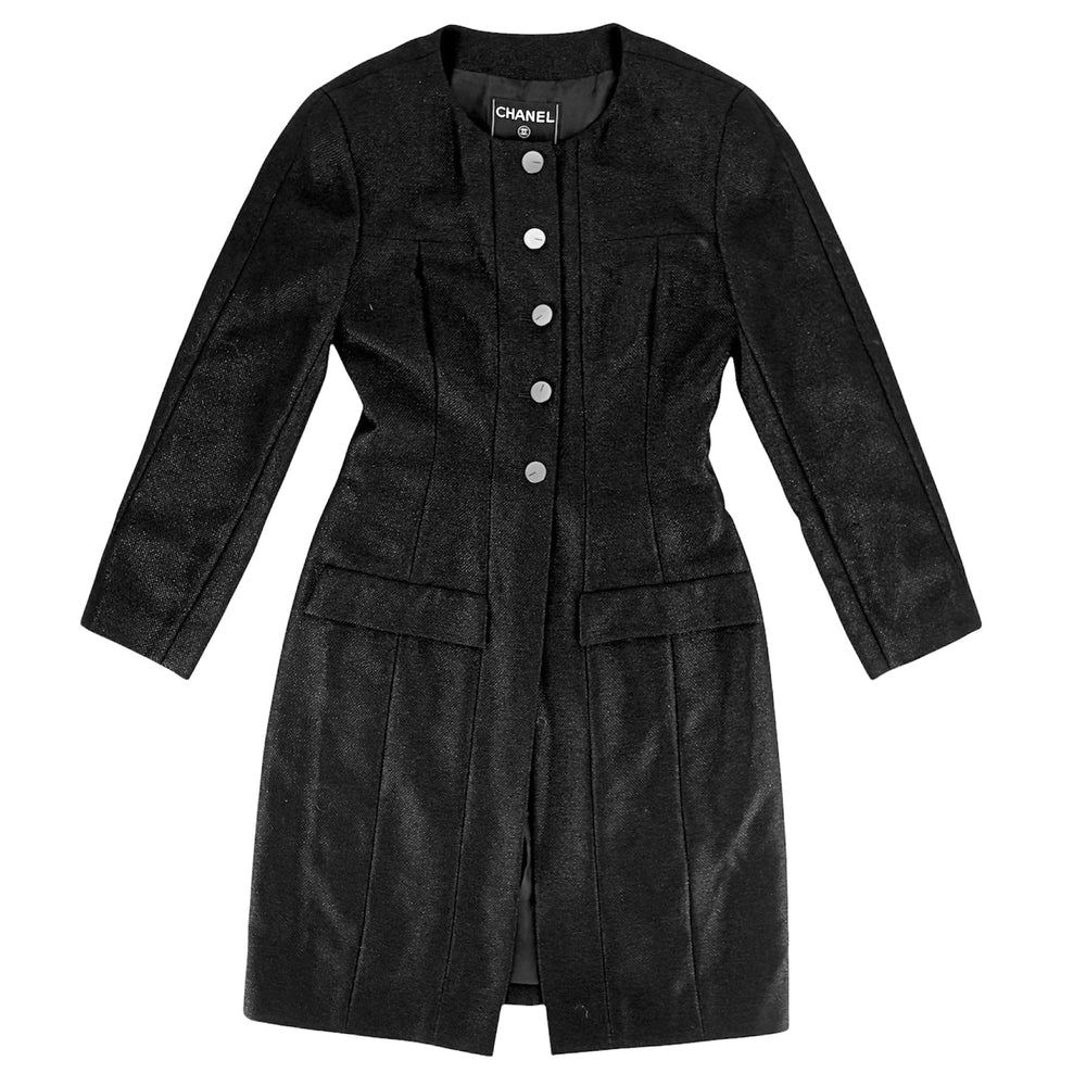 CHANEL シャネル コート ノーカラー ナイロンコート アパレル 服 アウター ブラック 黒 秋 ウール ナイロン レディース【中古品】